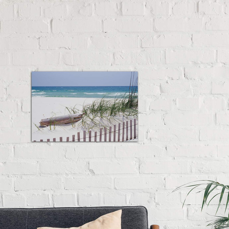 Fence On The Beach, Alabama, Gulf Of Mexico, USA - Wrapped Canvas Print, 66.04 cm H x 45.72 cm W x 1.91 cm D