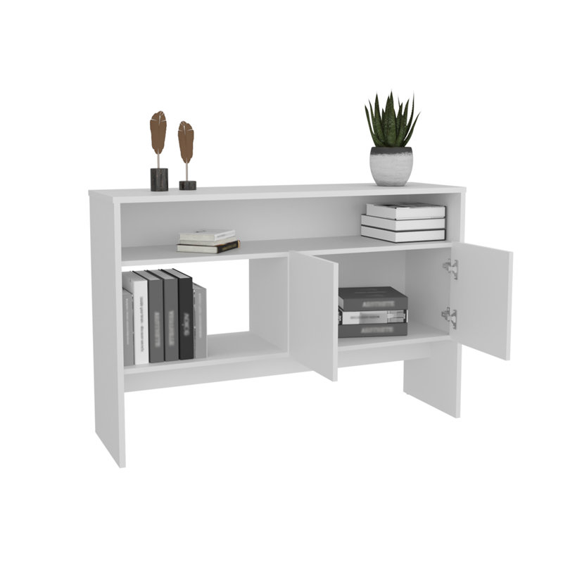 Console Bellagio de 48,7 po de largeur à 2 niveaux, Blanc