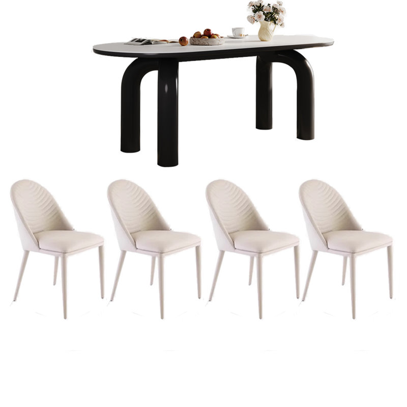 Ensemble de table de salle à manger durable à panneau en pierre durable., H 29,92 po x L 55,12 po x l 31,5 po
