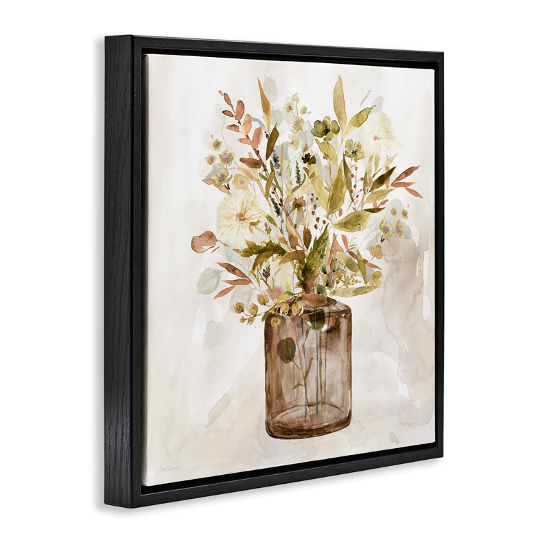 Earthy Mixed Fall Botanicals, H 18 po x l 18 po, Cadre flottant noir de jais