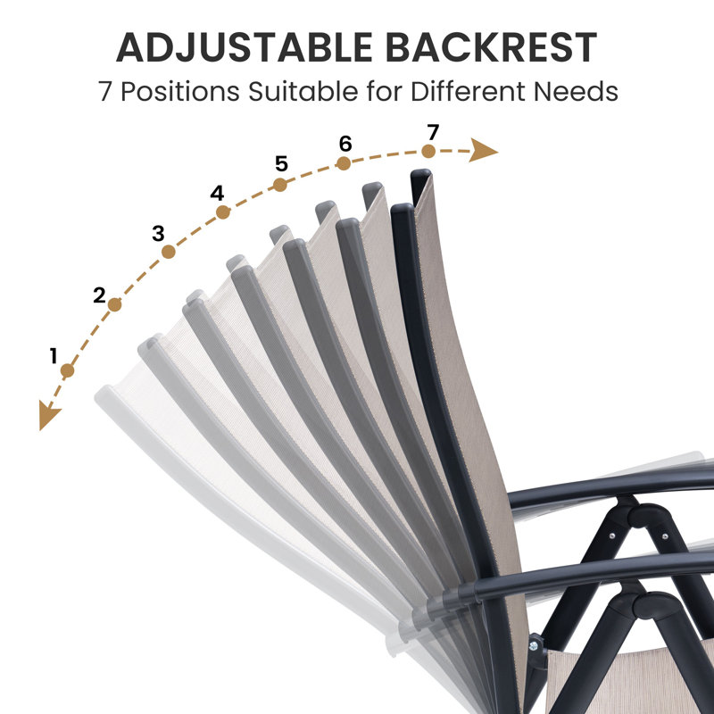 Outdoor Dining Armchair with Adjustable Backrest, Beige