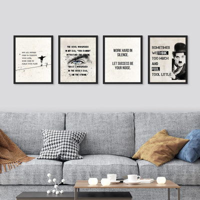 Charlie Chaplin noir et blanc 4 pièces