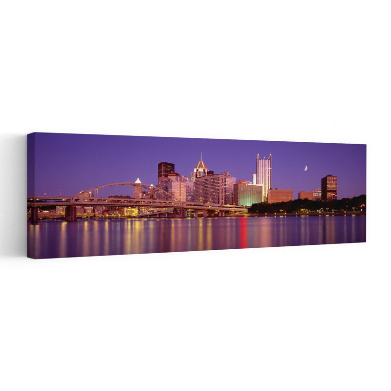 Allegheny River Pittsburgh Pennsylvania USA 1 Piece Wrapped Canvas Panoramic Wall Art, 30.48 cm H x 91.44 cm W