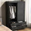 Armoire de rangement pour garde-robe haute avec porte de grange et tiroirs-2131837001