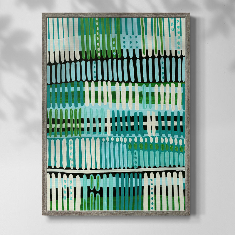 Teal Pattern II Framed Print - Solid Wood, 30" H x 24" W