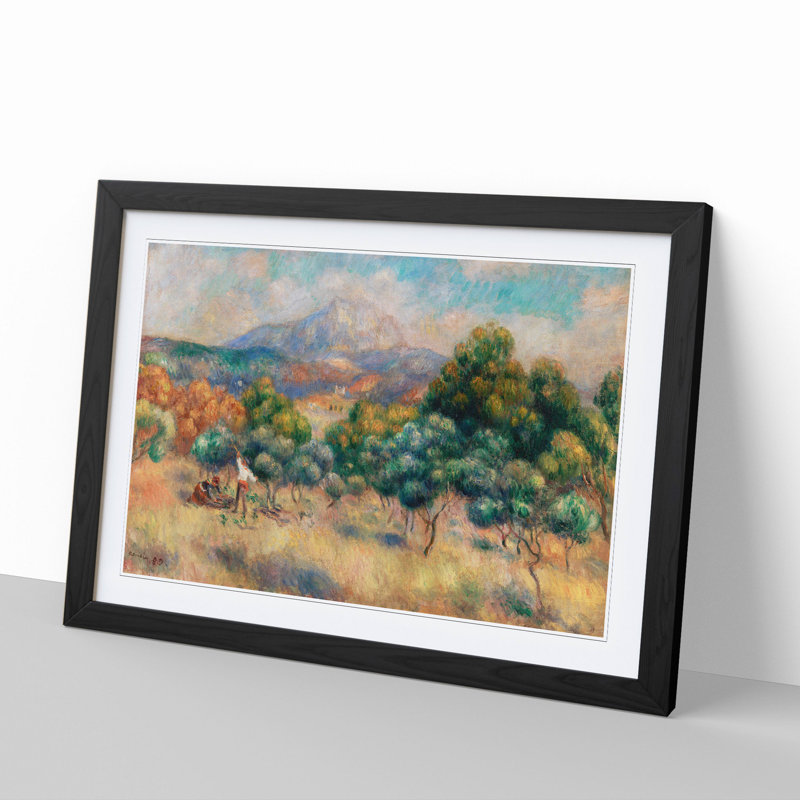 Mount of Sainte-Victoire by Pierre-Auguste Renoir - Picture Frame Painting, 27cm H x 36cm W x 2cm D, Black Framed