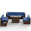 Ensemble de conversation en osier / rotin Bhairavi avec coussins et foyer-1260238713-1224919914