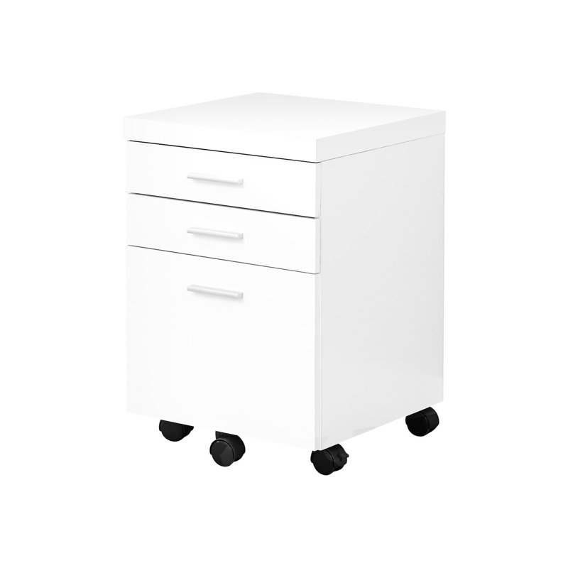 Classeur stratifié blanc, tiroirs de rangement pour le travail de bureau et support à imprimante sur châssis, stratifié