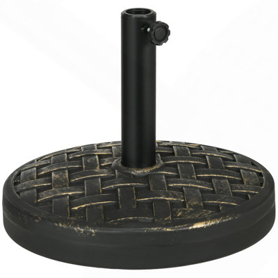 Base de parasol de patio Outsunny, 40 lb Porte-parapluies en béton robuste avec porte-parapluies en métal pour poteaux de parasol de 1,5 po ou 2 po, support de parasol rond pour l'extérieur, pelouse, bord de piscine
