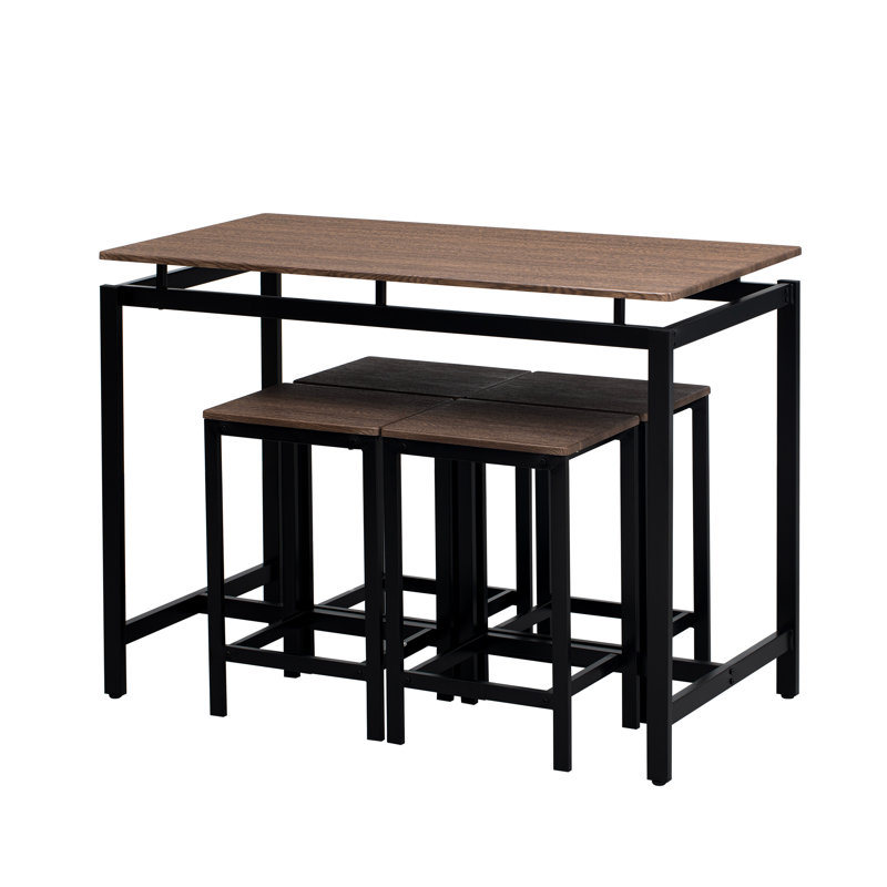 Ensemble de 5 tables de bar compactes au design industriel moderne et peu encombrant, idéal pour la salle à manger ou le coin-repas