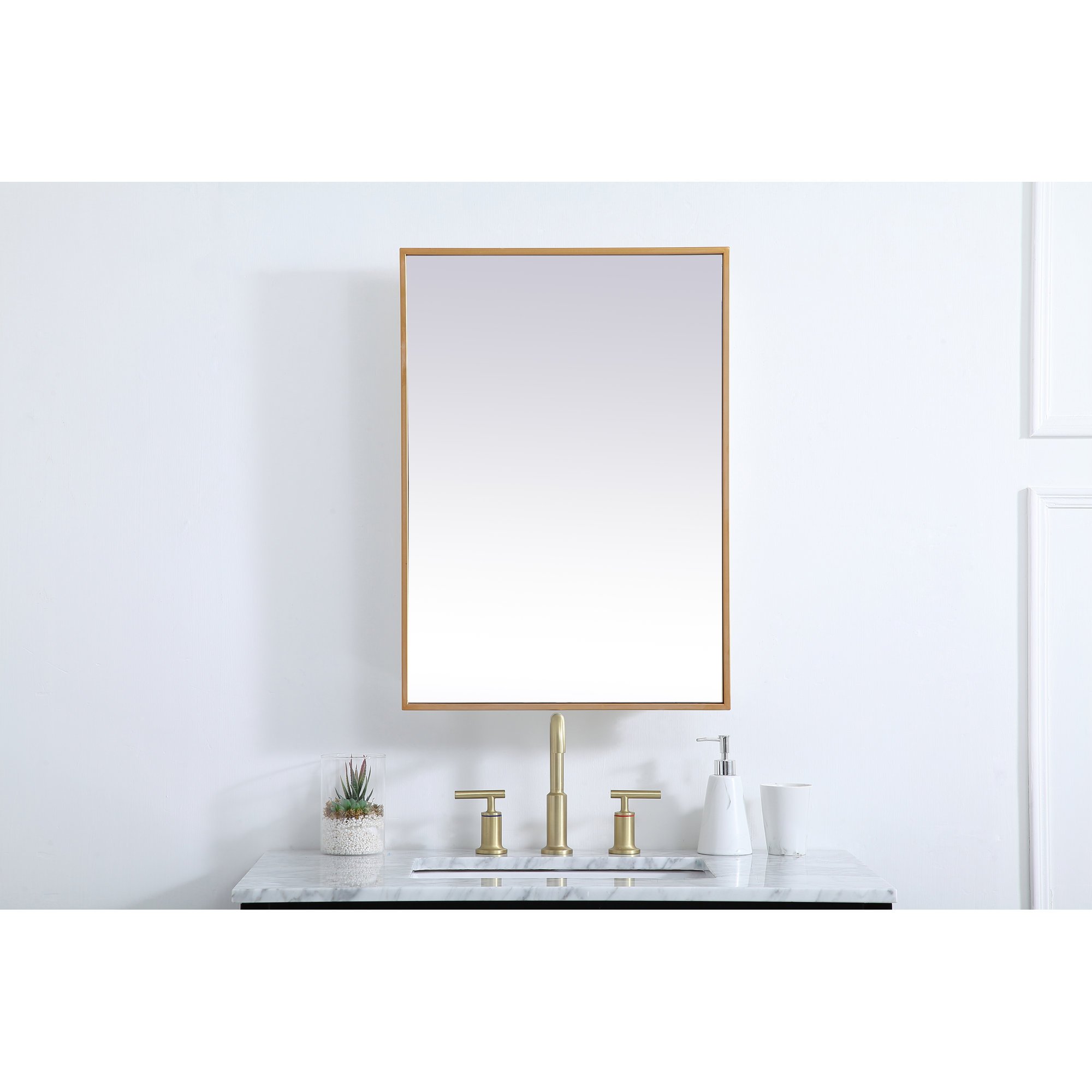 Clapp Surface Medicine Cabinet, Brass, 28" H x 20" W x 5" D