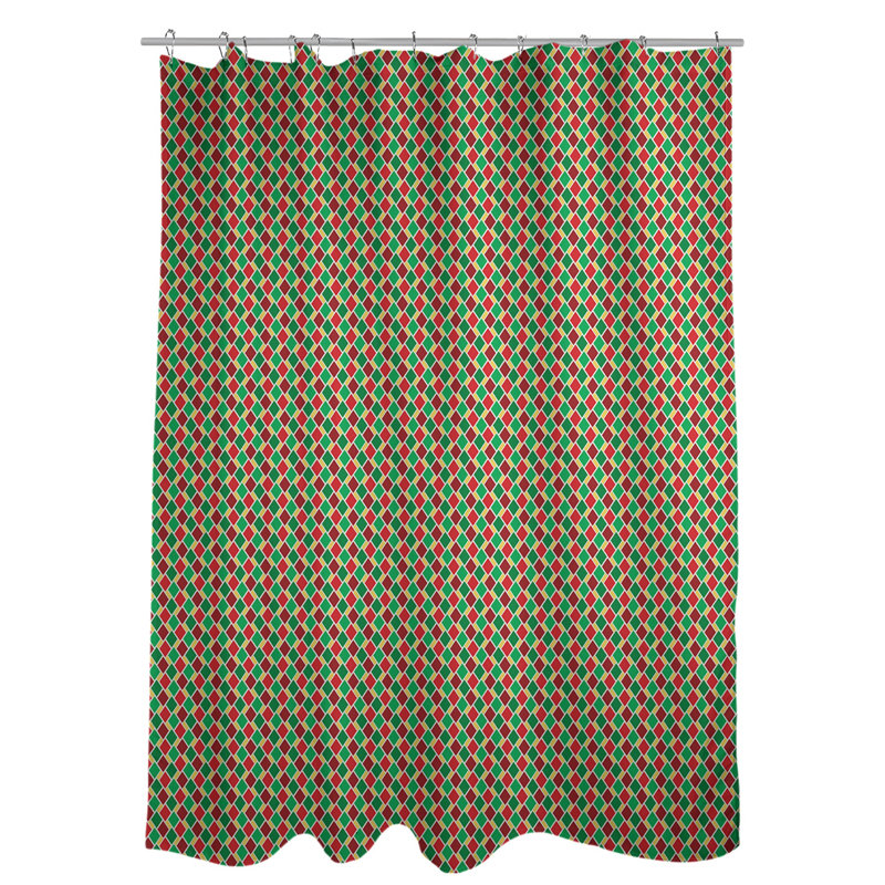 Chevron Shower Curtain, Green/Yellow/Purple, Yes