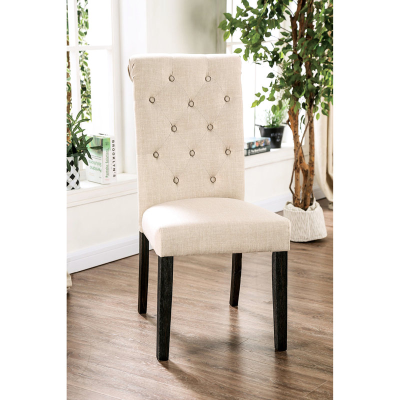 Paire de chaises de salle à manger rembourrées en tissu