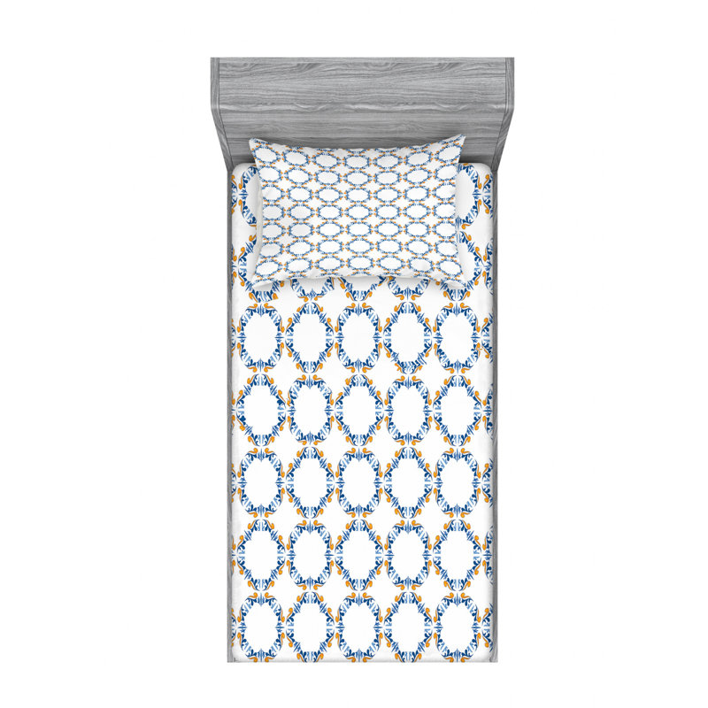 Microfiber Geometric Sheet Set, Twin XL Sheet Set with Fitted Sheet