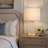 23" Antique Brass Table Lamp with Clear Seeded Crystal Base & LED Night Light