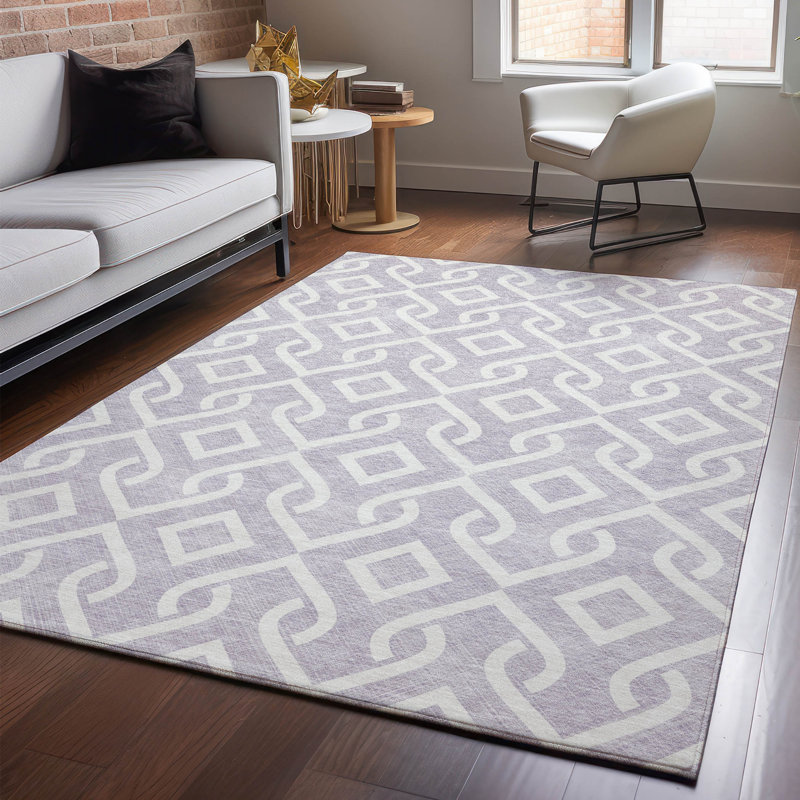 Premium Machine Washable Cerrito Lavender Rug, Rectangle 3' x 5'