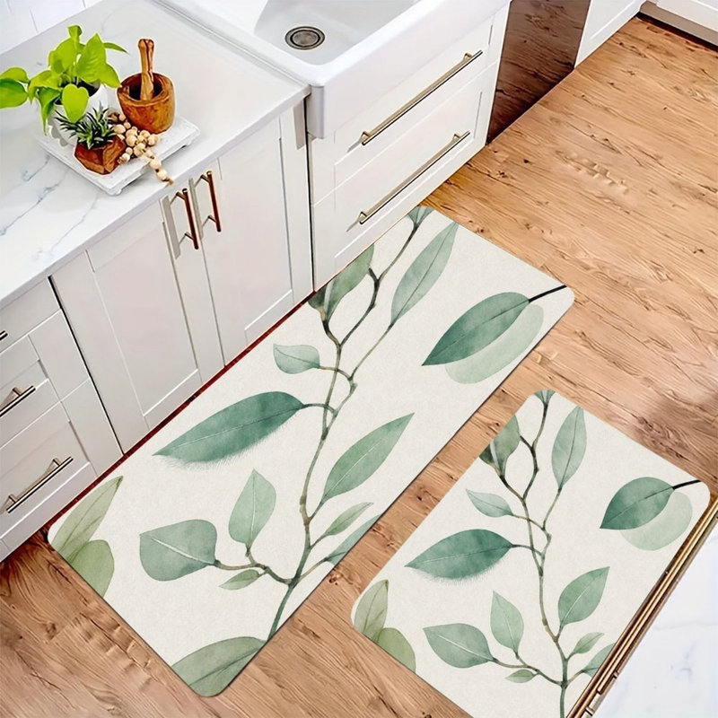 Ensemble de 2 tapis de cuisine Fresh Lush Green Foliage