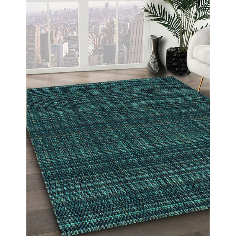 Tapis bleu tissé à la machine, Carré 8 pi