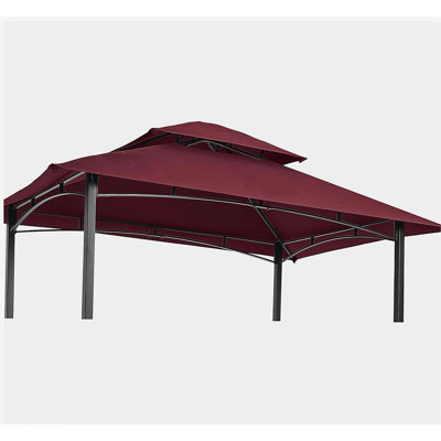 8x5Ft Grill Gazebo Replacement Canopy,Double Tiered BBQ Tent Roof Top Cover,BURGUNDY