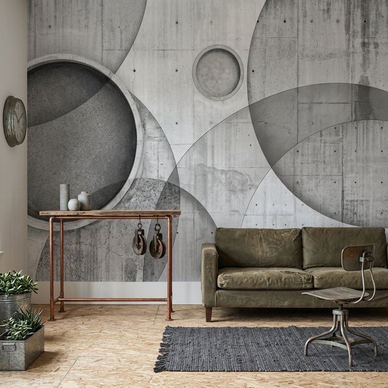 Décoration murale industrielle amovible en béton à texture ciment, 160 po x 108 po, Peler et coller