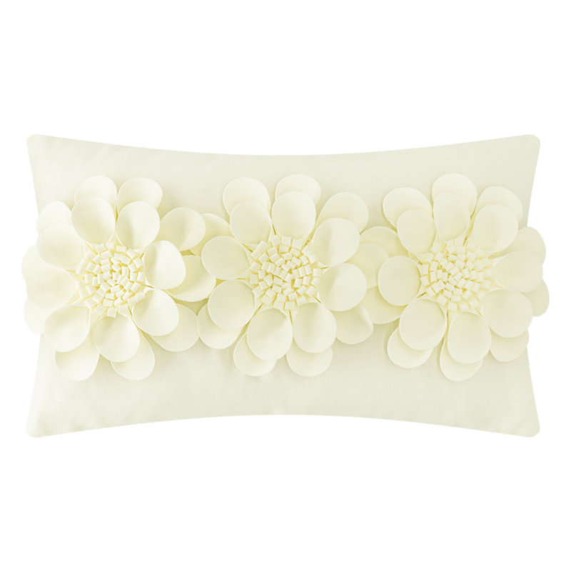  Sunflower Lumbar Rectangular Indoor/Outdoor Pillow Cover, Cream