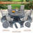 Outdoor Patio Dining Set - 53” Round Table with Umbrella Hole + 6 Swivel Chairs-412020300