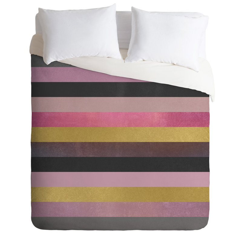 Farmhouse / Country Polyester Striped Duvet Cover, Full/Queen Duvet + 2 Shams