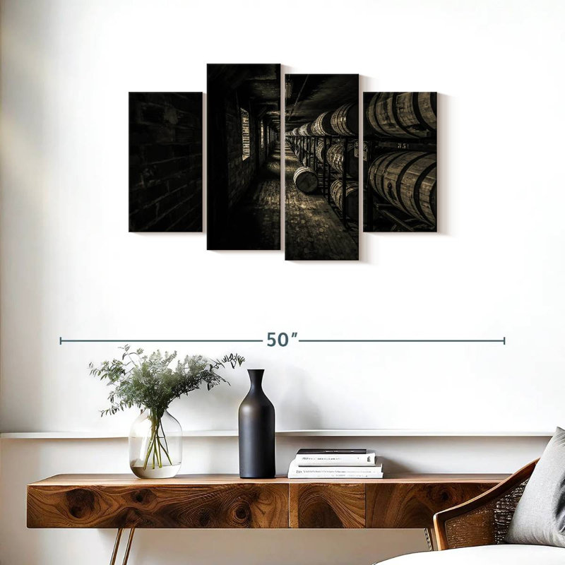 " Whiskey Cellar " 4 - Pieces, 22" H x 36" W x 1" D