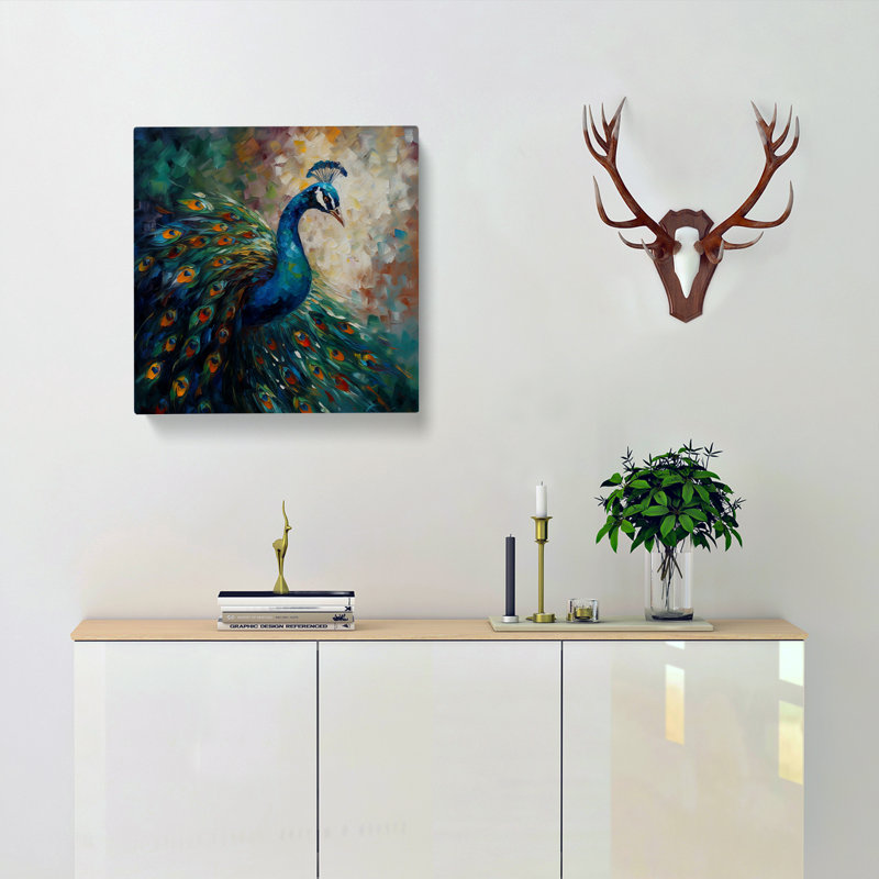 Peacock Palette Knife No.3 - Wrapped Canvas, 35cm H x 35cm W x 3cm D