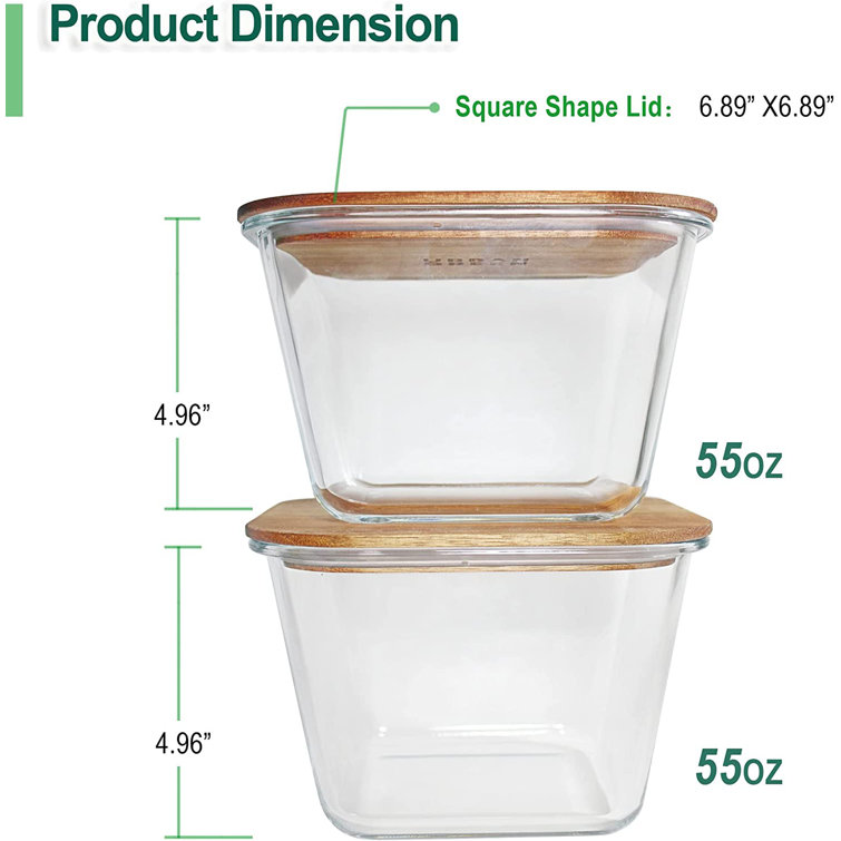 URBAN GREEN Glass Containers With Wood Lids, Large Glass Food