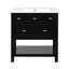 Ensemble de meuble-lavabo 30 po avec lavabo en céramique, ensemble de meuble-lavabo simple autoportant avec 5 tiroirs, armoire de rangement en bois massif, meuble-lavabo-497579095