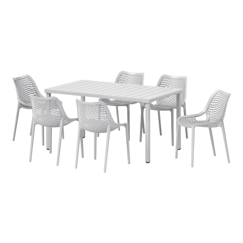 6-Person Outdoor Rectangular Dining Set, Gray
