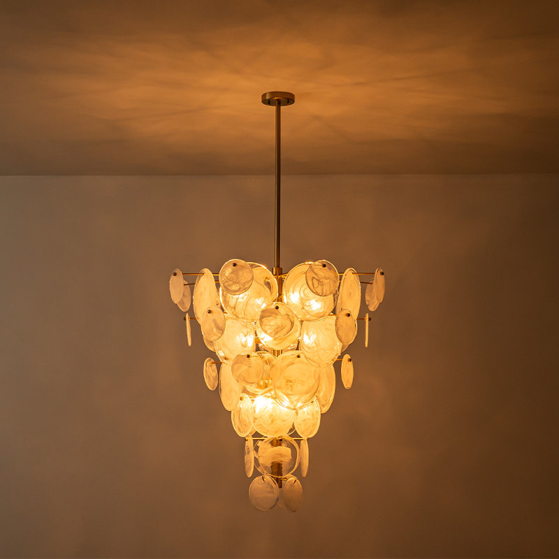 Lustre 12 lumières en forme de cône en verre fait à la main