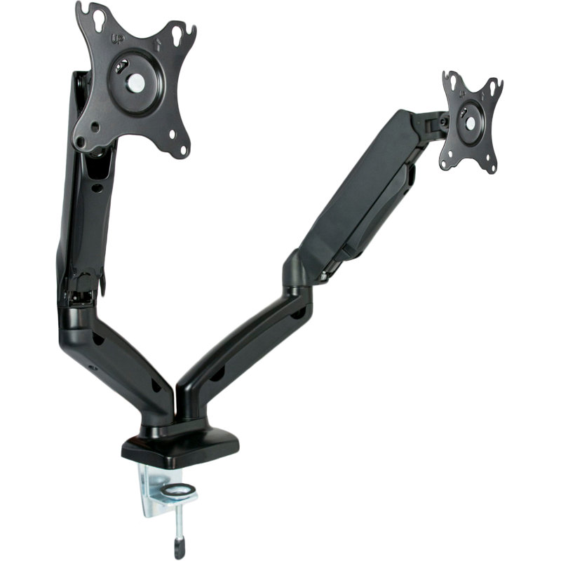 Black Dual Monitor Mechanical Spring Desk Mount Stand