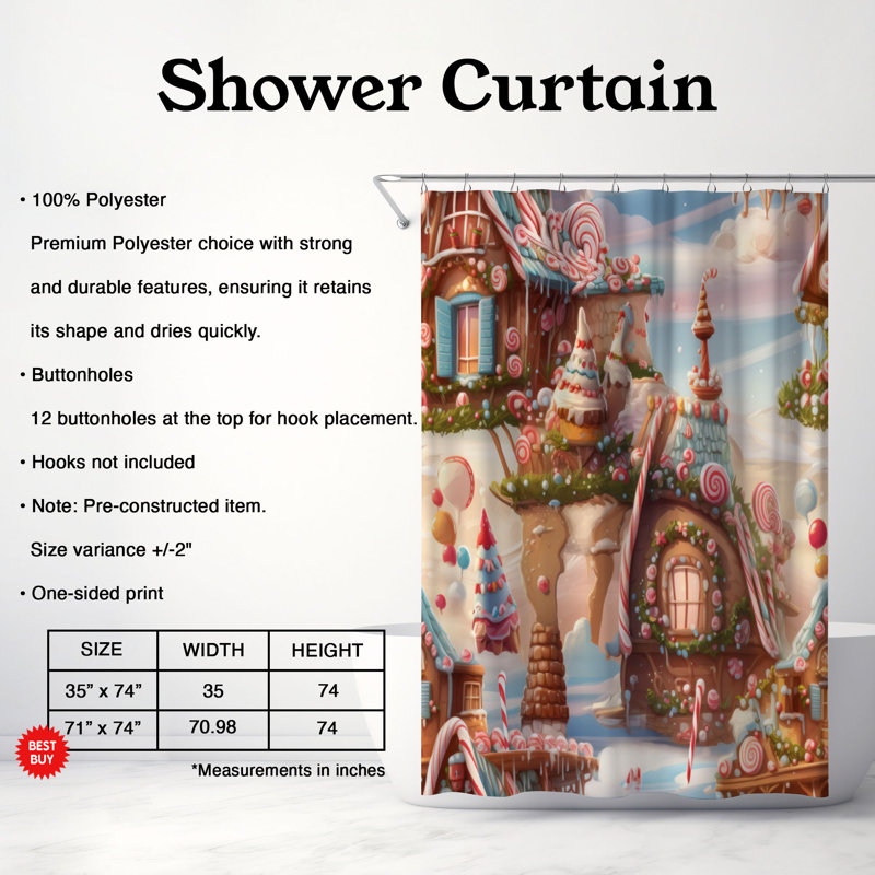 Rideau de douche Candy Haven - Premium, H 74 po x l 71 po