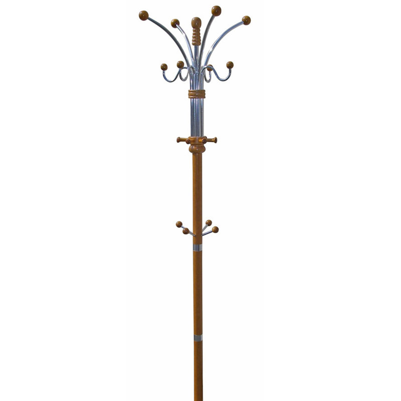 Portemanteau 73 po en chrome et bois, finition chêne, Chêne