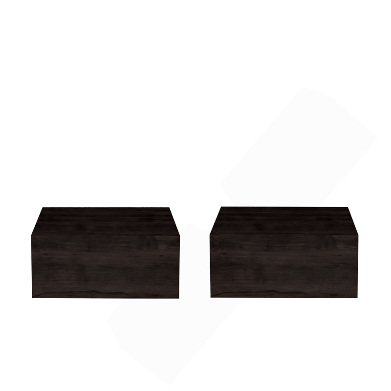Ensemble de 2 tables de chevet murales flottantes pour la chambre à coucher, Marron foncé