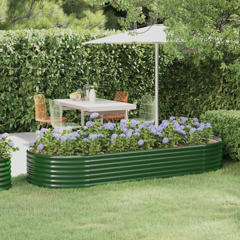 Garden Raised Bed Powder-coated Steel, green, 36cm H x 249cm W x 100cm D