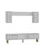 Meuble télé blanc moderne avec tablette murale 59,1 po x 17,6 po x 11,6 po | 100% panneau de particules enduit de mélamine, épaisseur: 0,7 pouce | Design scandinave avec de nombreuses tablettes, fixation murale pour élégance et fonctionnalité-2142682413-2142682415