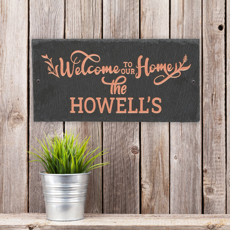 Plaque murale ardoise murale personnalisée 1 ligne Welcome To Our Home, Oui, Cuivre