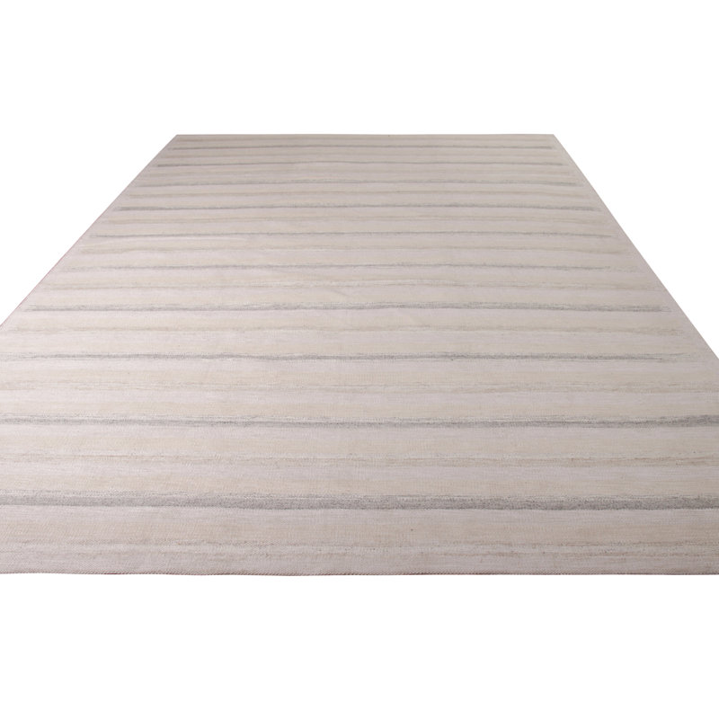 Scandinavian Wool Striped Area Rug, Rectangle 10' x 14'
