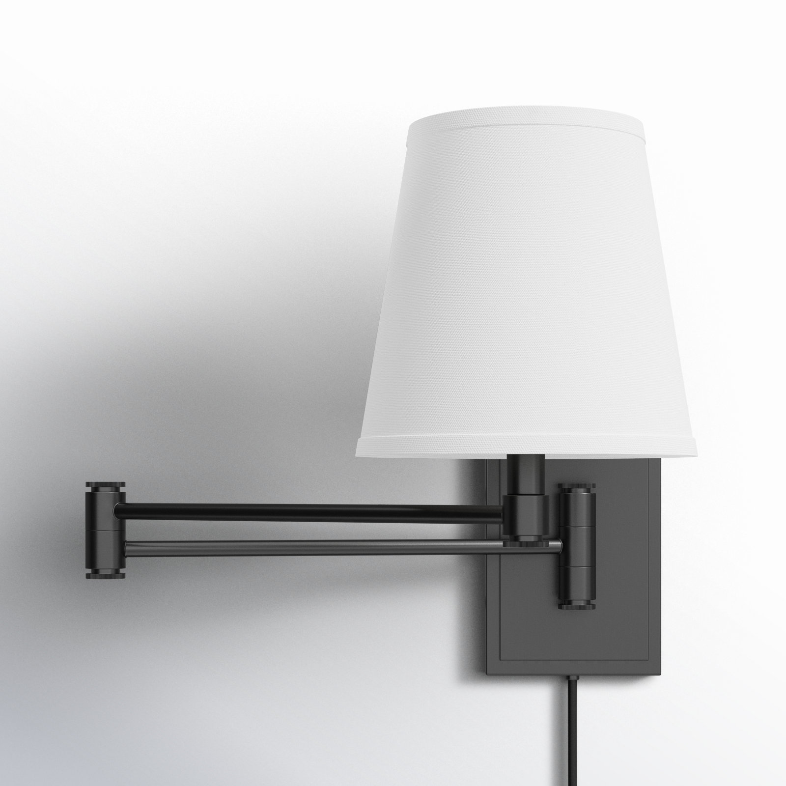 Janis Single Light Steel Dimmable Plug-in Swing Arm Sconce, Black