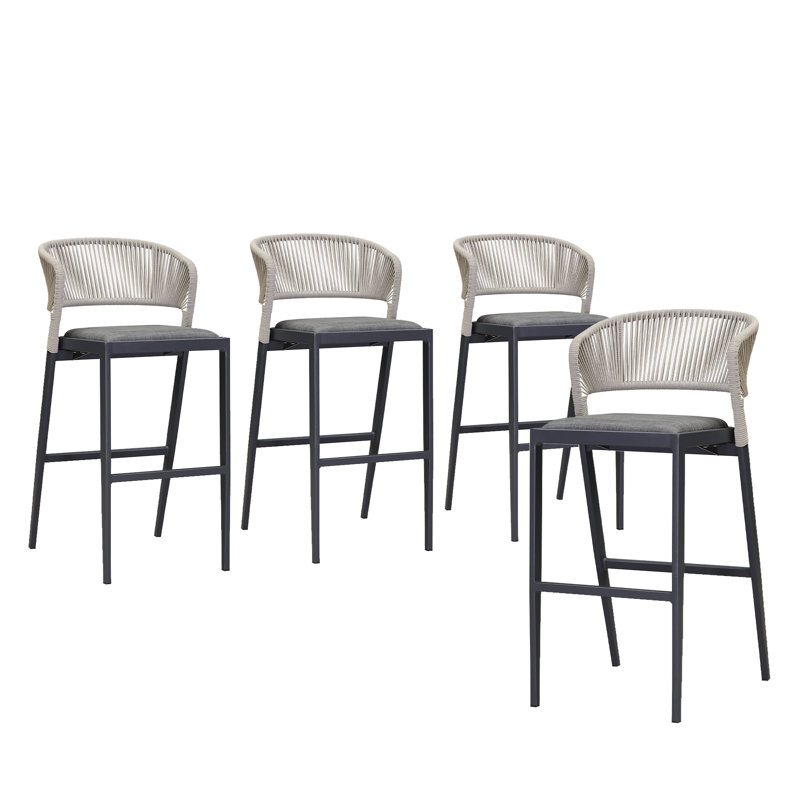 Tabouret de bar d'extérieur Brasia, 29.72", Gris foncé / Gris
