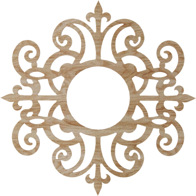 Médaillon de plafond en bois Dijon, Chêne rouge, H 36 po x l 36 po x P 0,38 po