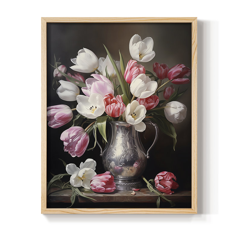Reproduction encadrée FLORAL Series Dccci - bois massif, Naturel, 15" H x 12" W
