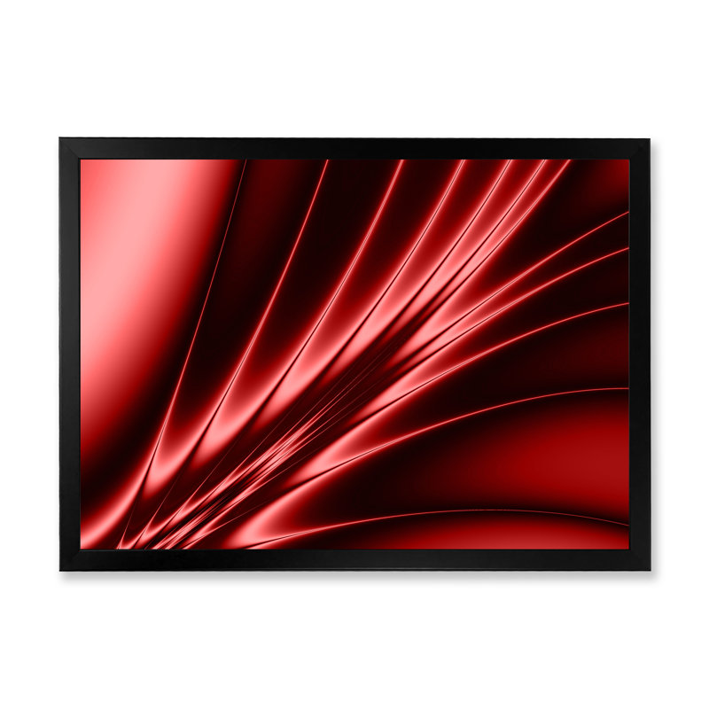 Art liquide, vagues dans les tons de rouge - reproduction d'art moderne sur toile, Cadre photo noir