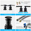 Robinet de salle de bain noir mat à cascade, drain escamotable à 2 poignées, tuyau d'alimentation, robinet de 8 pouces avec ensemble de drain, 2 poignées, 8-124242012