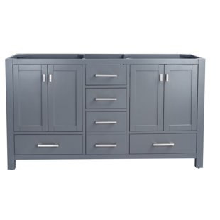 Base de meuble-lavabo double 59,1 po seulement en gris