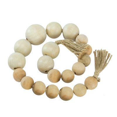 Rangée de perles décoratives en bois gris 27 po.