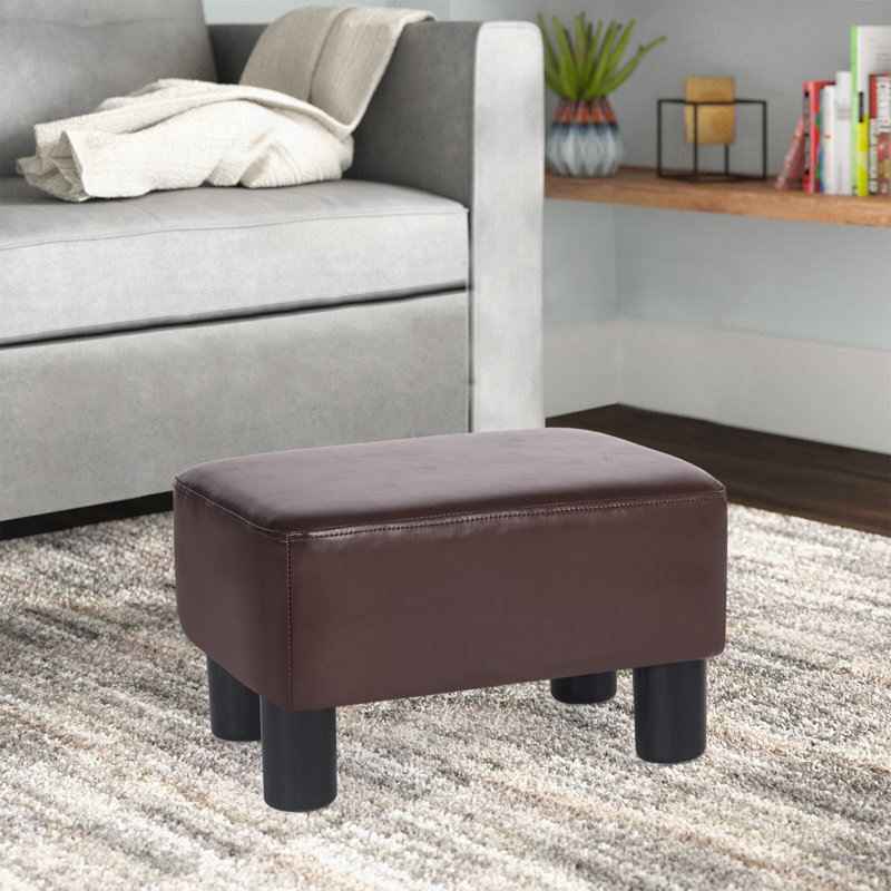 Repose-pieds rectangulaire moderne, Similicuir brun foncé
